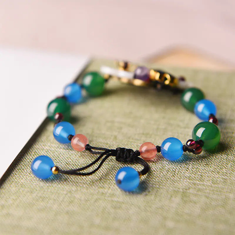 Ethnic Style Handwoven Bracelet with Agate and Shells
