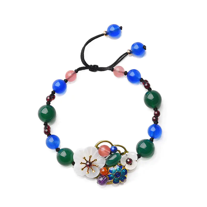 Ethnic Style Handwoven Bracelet with Agate and Shells